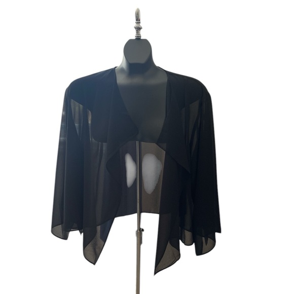 Pick 2/$25 NWT Women’s Large Black Sheer Tie-Front Top - Picture 2 of 3